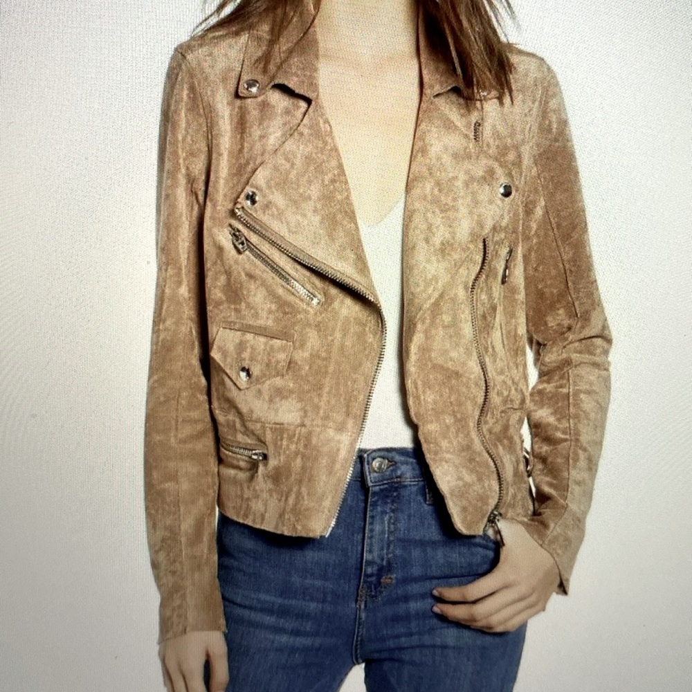 Blank NYC Brickwall Faux Suede Moto Jacket